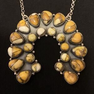 Handmade Nizhoni Sterling Silver and Honey Dahlia Necklace